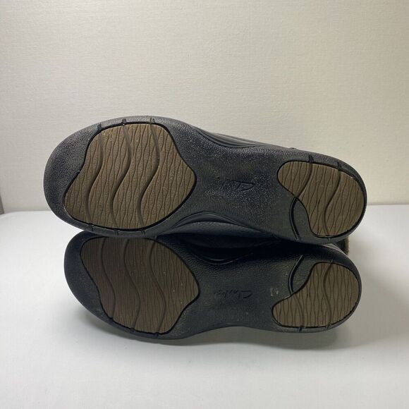 Clarks Leather Suede Faux Fur Kearns Ramsey Navy Blue Boots Size 8 - Picture 3 of 9